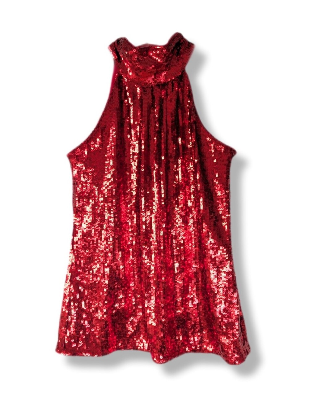 NWT INC International Concepts Women's Red Sequin High Neck Holiday Tank Top